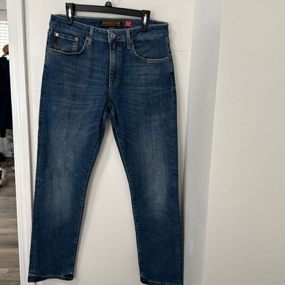 SUPERDRY DENIM BLUE JEANS MADE WITH ORGANIC COTTON SLIM STRAIGHT SIZE 34X32 - Picture 2 of 10